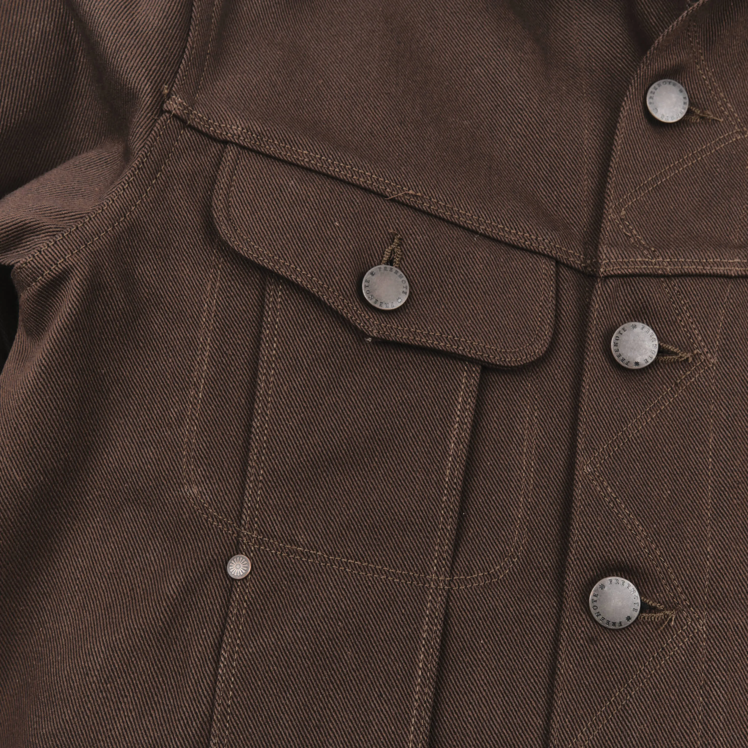 High Low 15 Ounce Dark Brown Denim Jacket sold by Freenote Cloth product image thumbnail 3