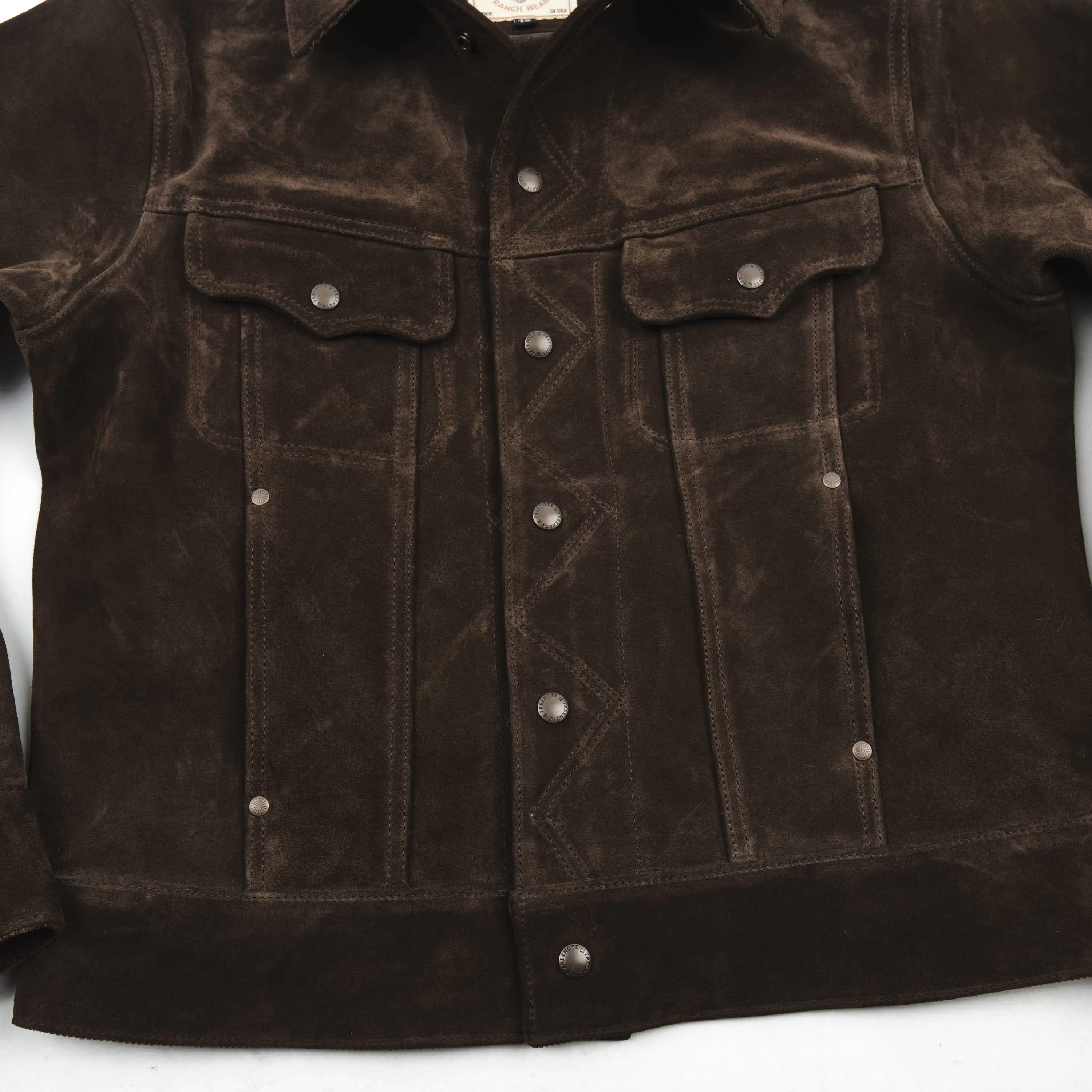High Low 1.4mm Chocolate Suede Jacket sold by Freenote Cloth product image thumbnail 3