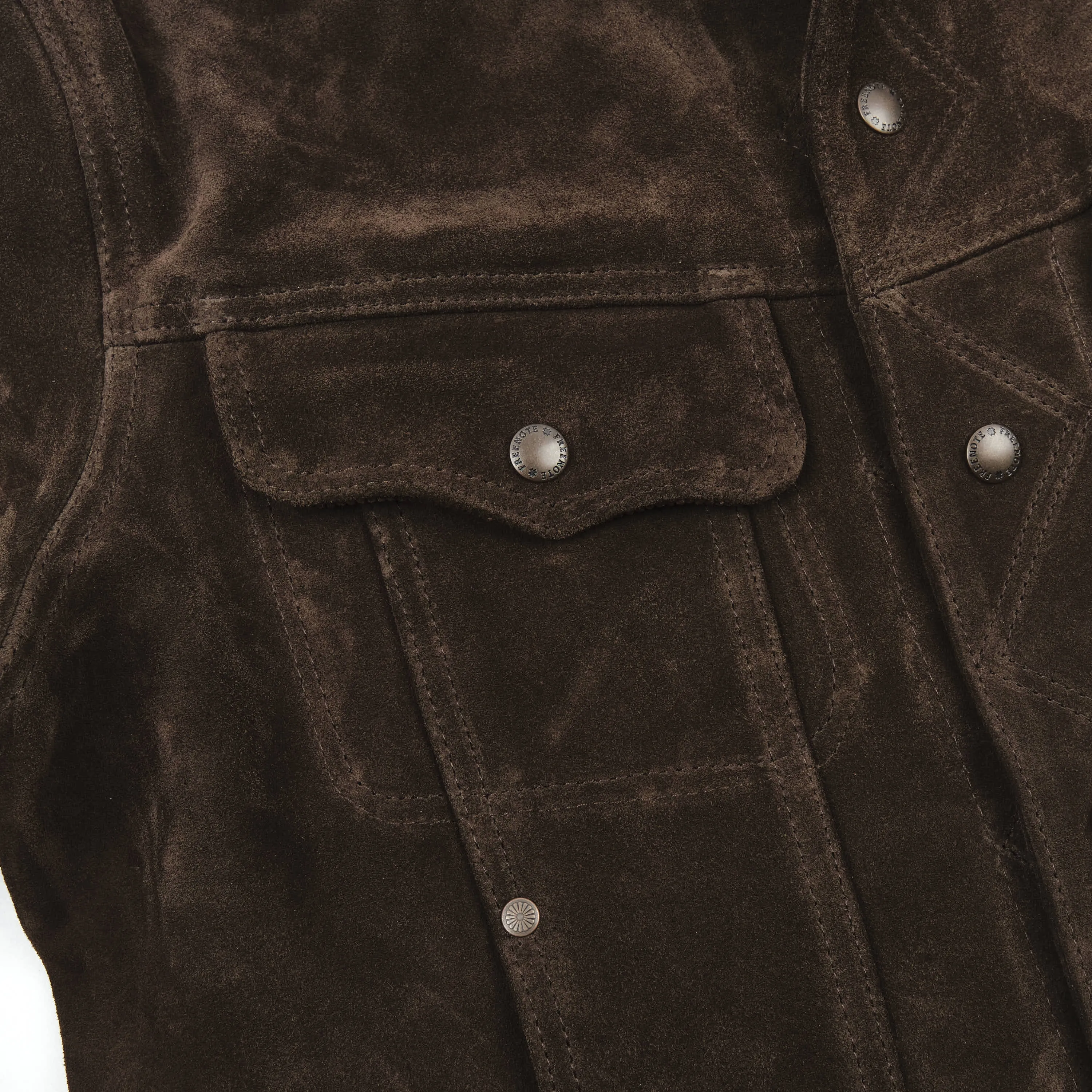 High Low 1.4mm Chocolate Suede Jacket sold by Freenote Cloth product image thumbnail 4