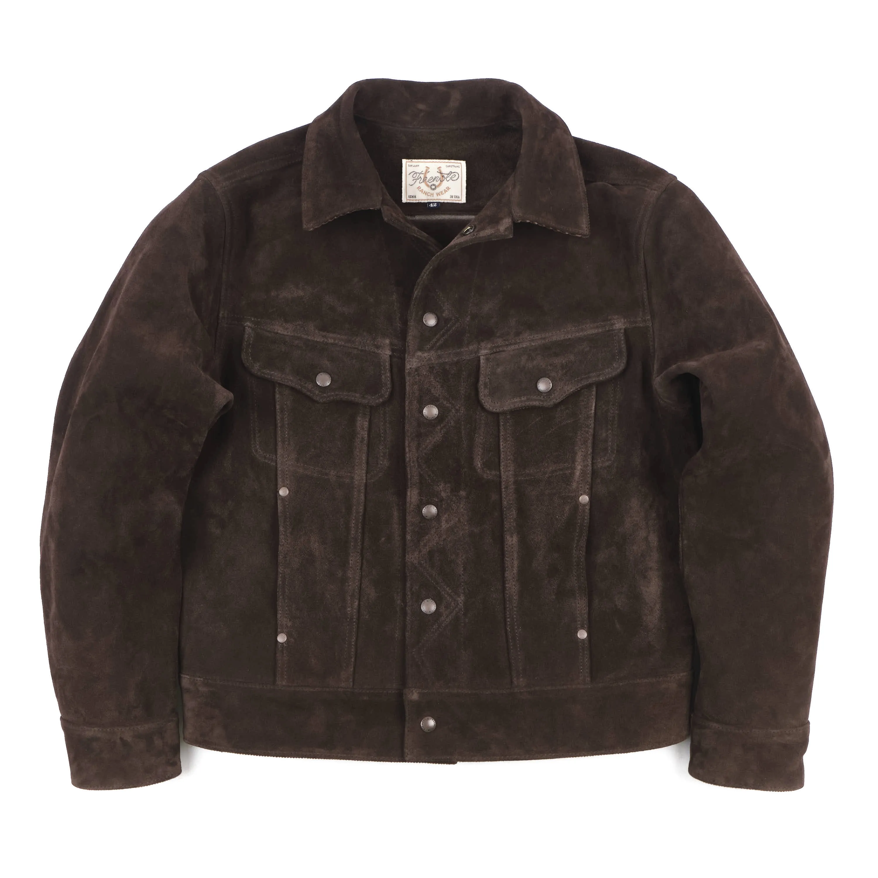 High Low 1.4mm Chocolate Suede Jacket sold by Freenote Cloth