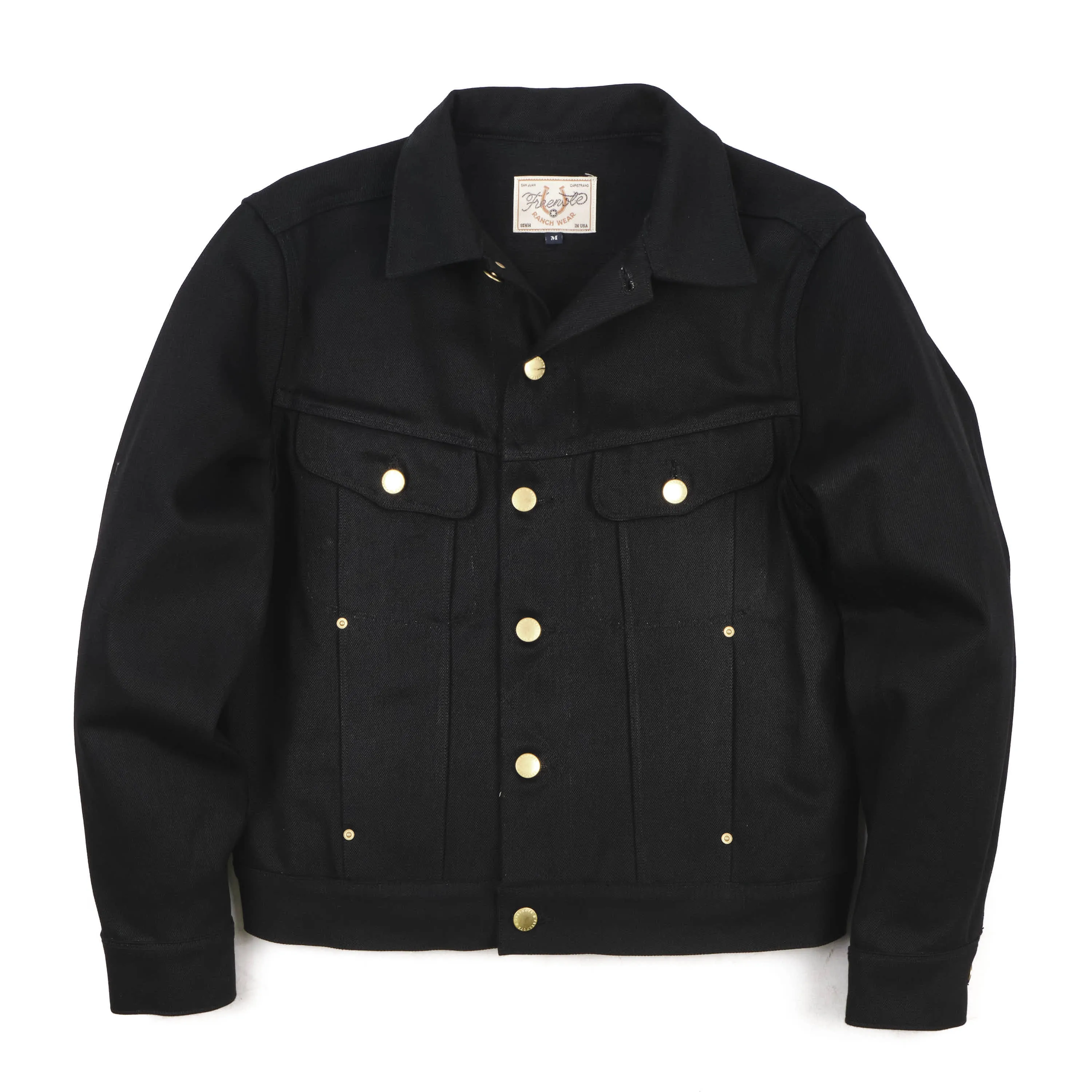 High Low 15.75 Ounce Black Denim Jacket sold by Freenote Cloth