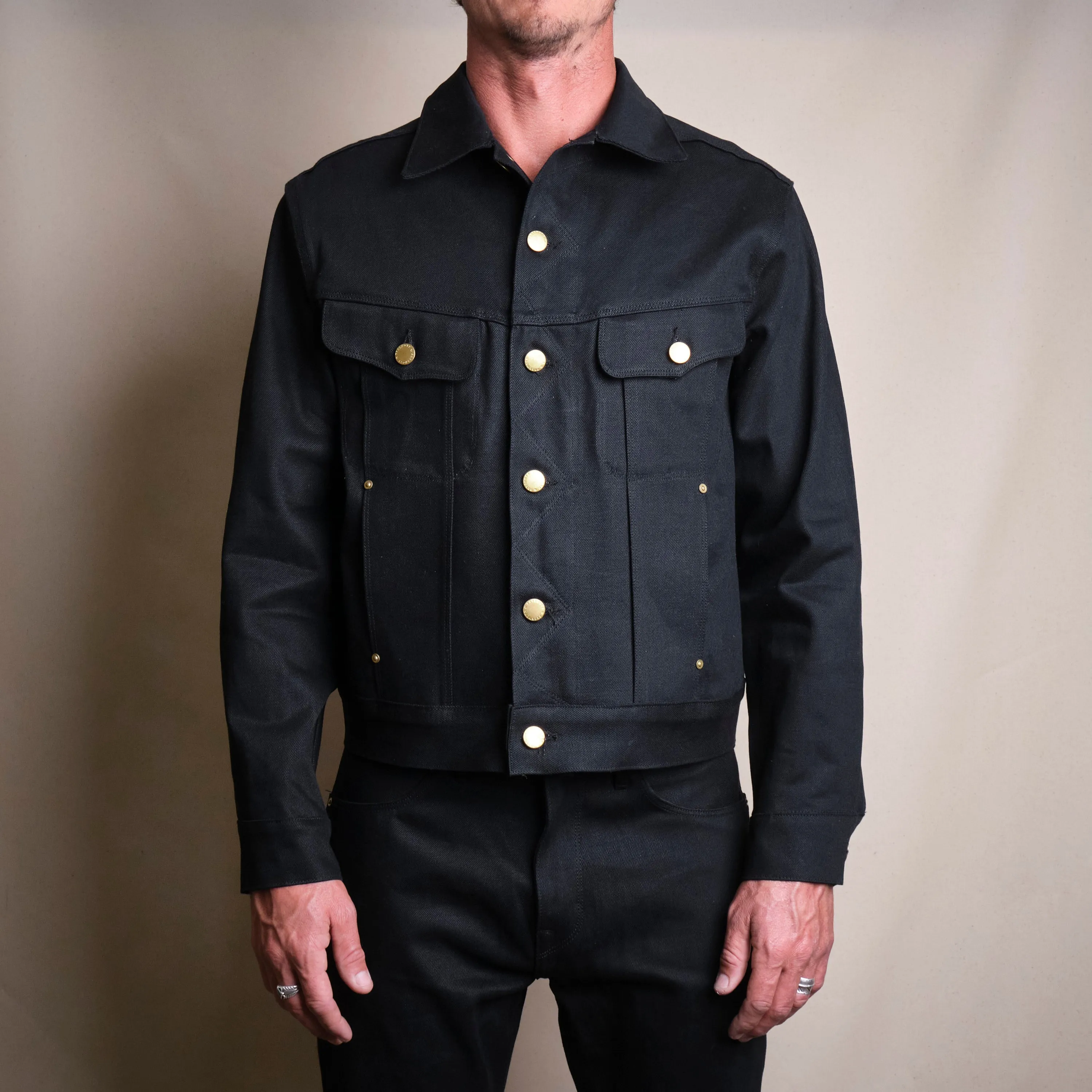 High Low 15.75 Ounce Black Denim Jacket sold by Freenote Cloth product image thumbnail 2