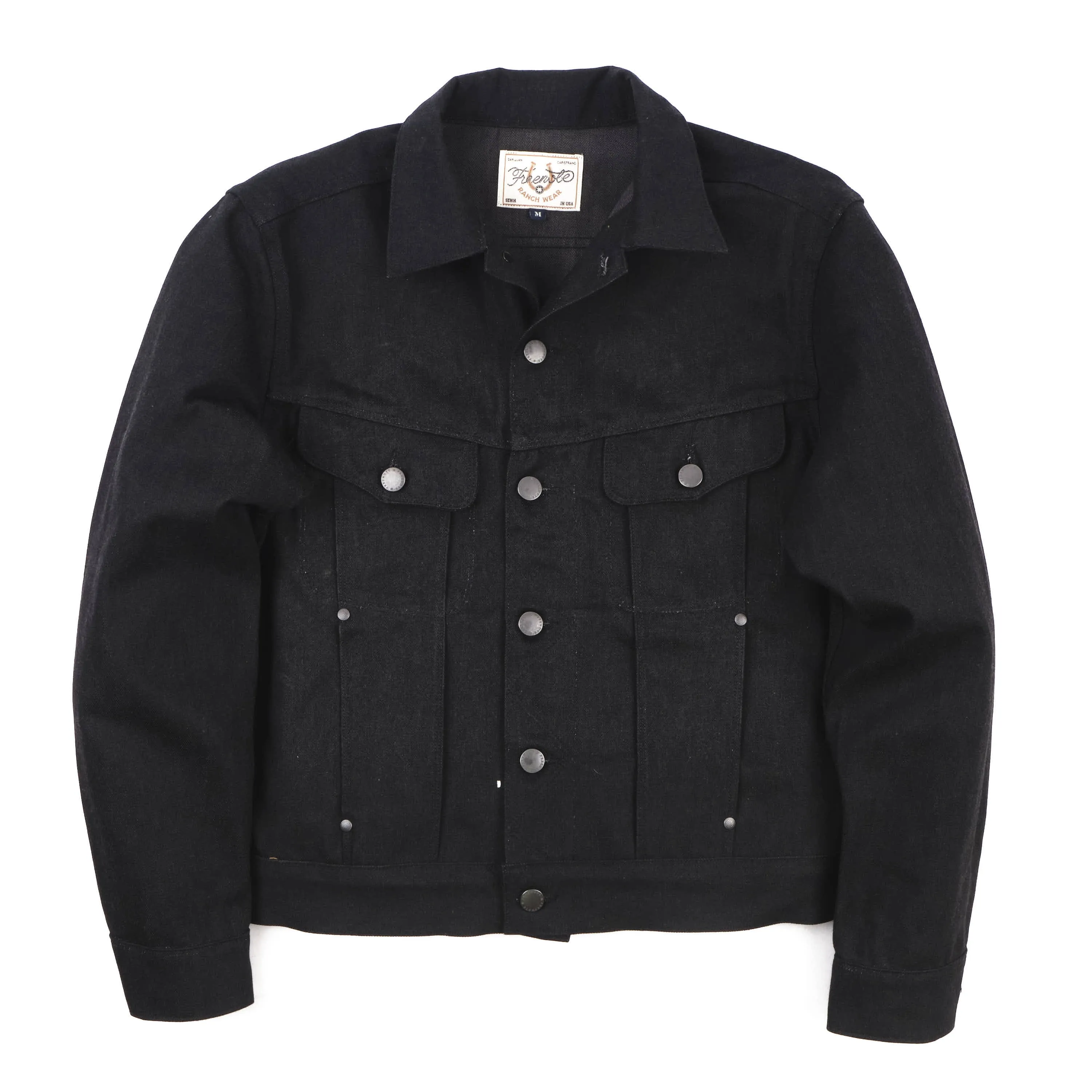 High Low 14.25 Ounce Black Grey Denim Jacket sold by Freenote Cloth