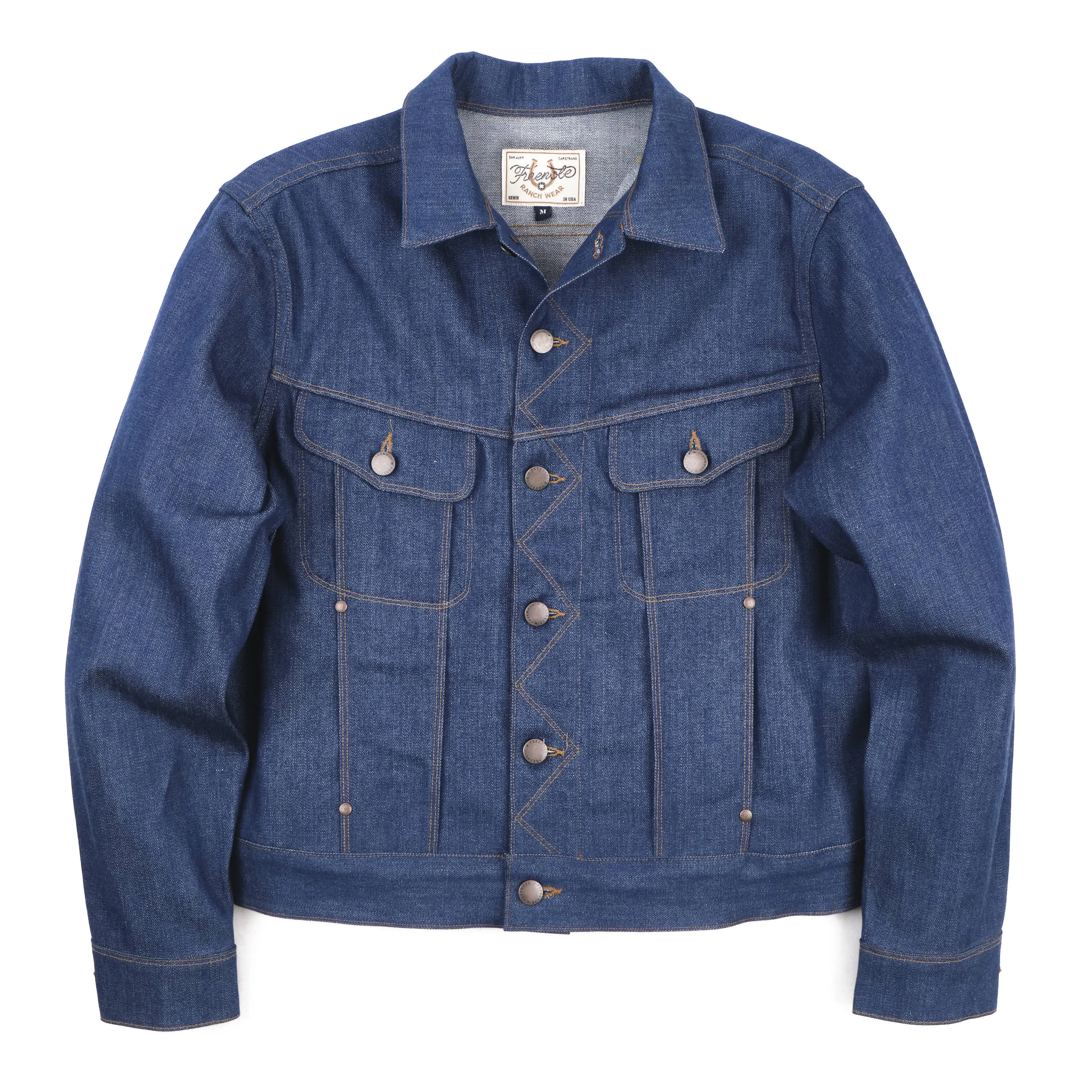 High Low 12 Ounce Vintage Blue Denim Jacket sold by Freenote Cloth