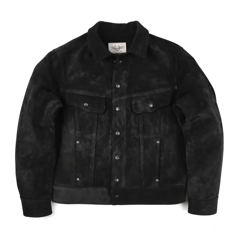 High Low 1.4mm Black Suede Jacket made by Freenote Cloth