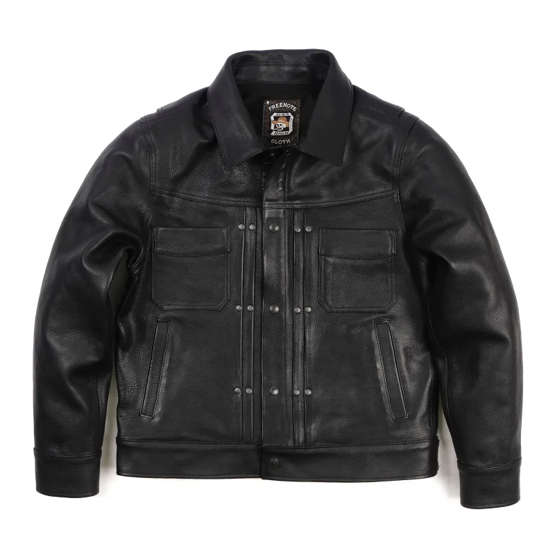 Riders Jacket Black Steerhide made by Freenote Cloth