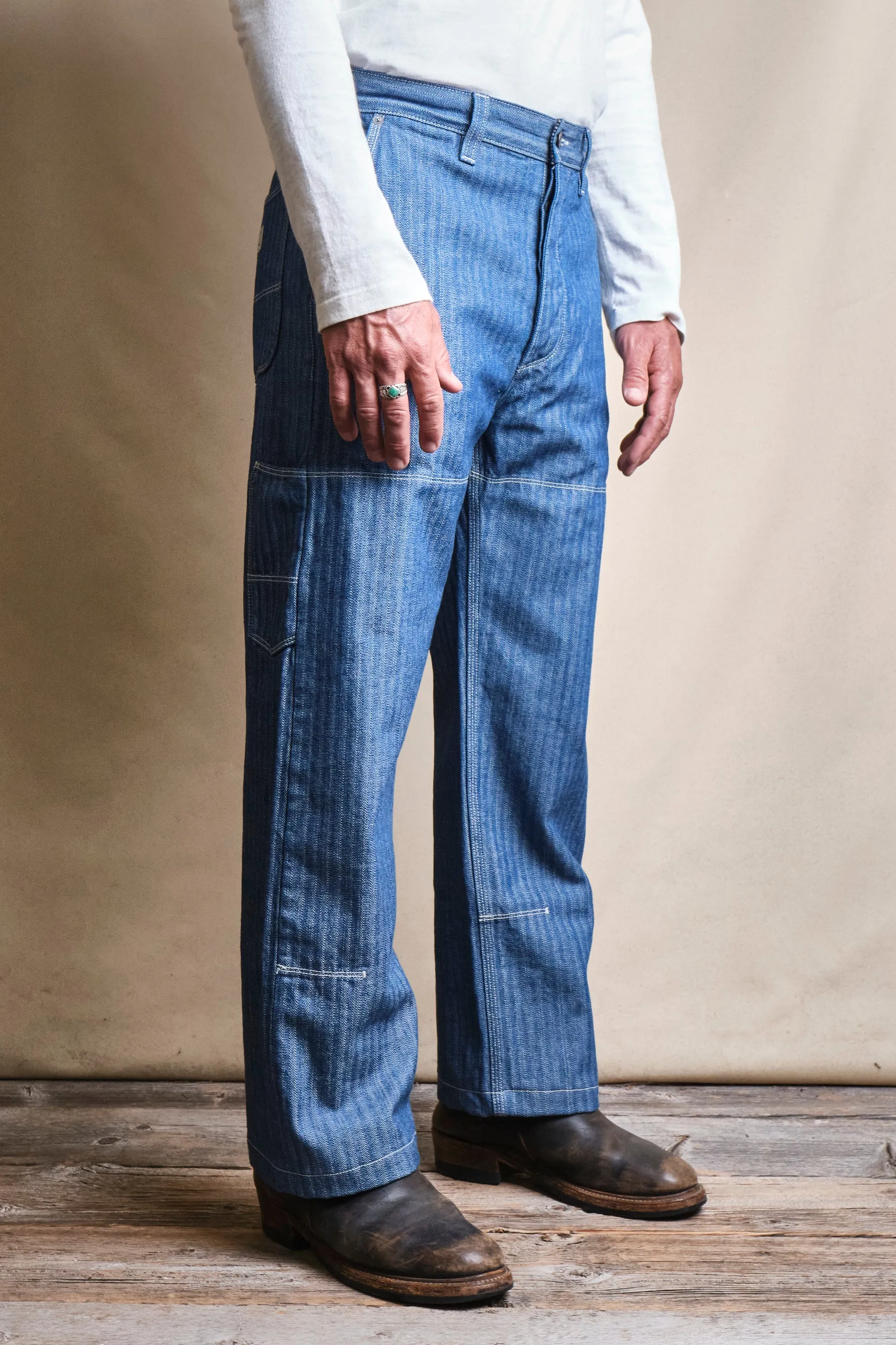 Ortega Pant 13 Ounce Blue Herringbone sold by Freenote Cloth product image thumbnail 3