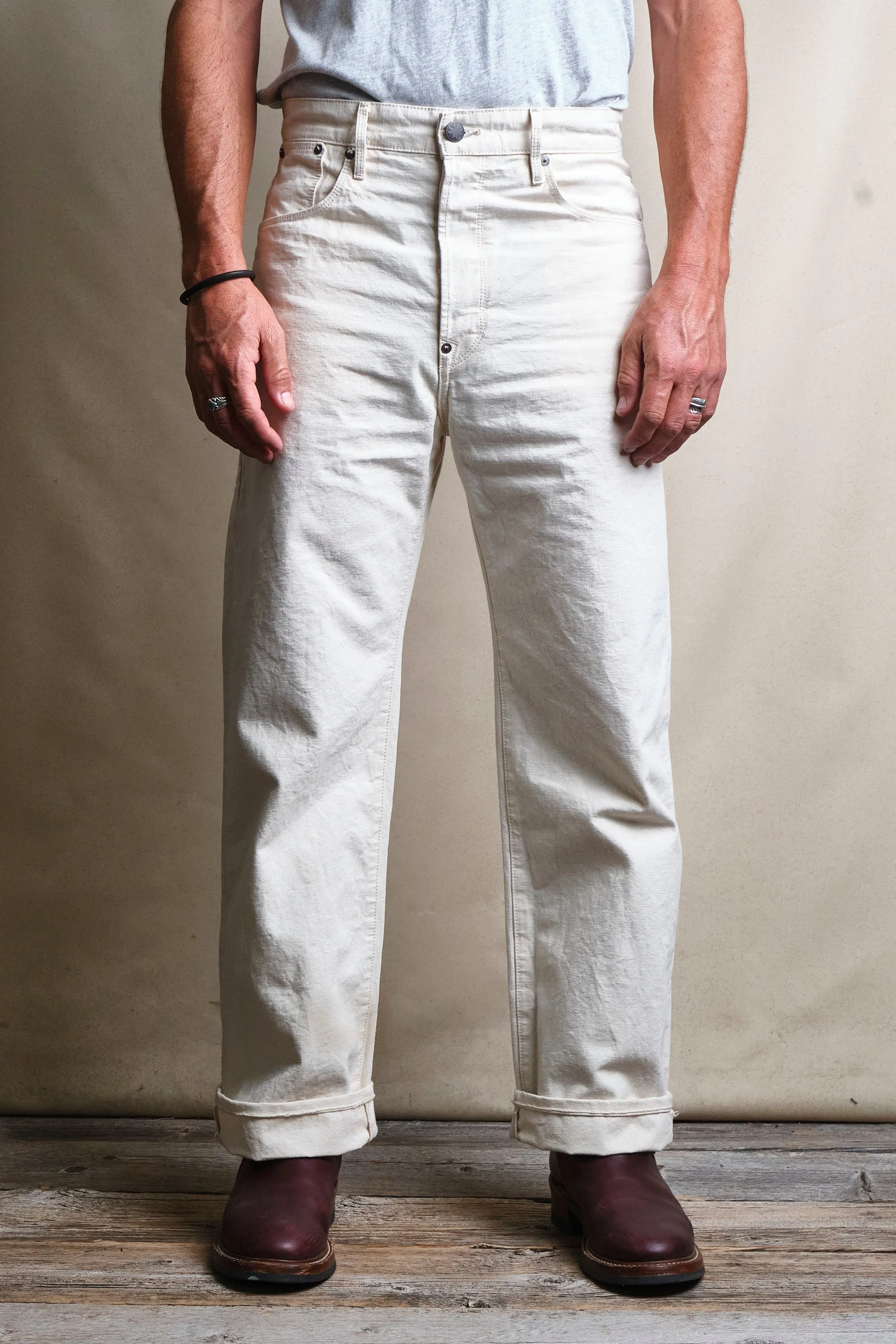 Modesto Buckleback 11 Ounce Natural Rinsed Canvas sold by Freenote Cloth