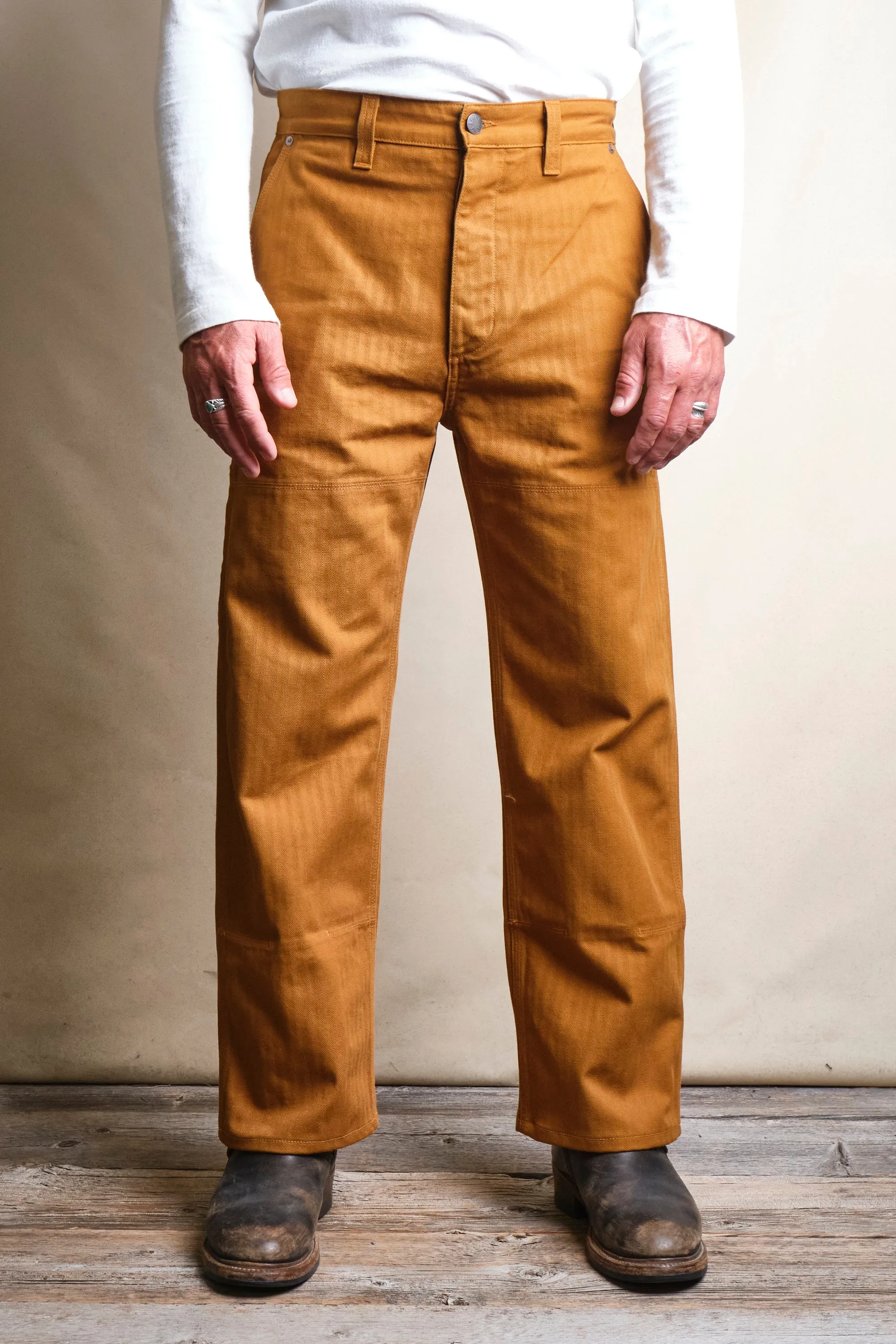 Ortega Pant 13 Ounce Rust Herringbone sold by Freenote Cloth