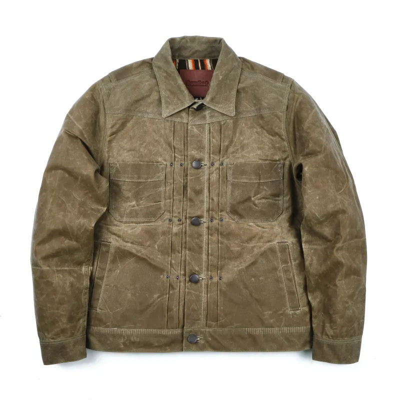 Riders Jacket Waxed Canvas Tobacco Brown Interior made by Freenote Cloth
