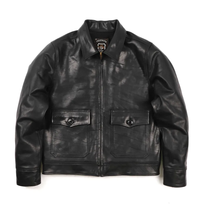 Alcorn Black Bull Leather made by Freenote Cloth