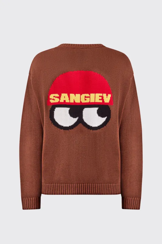 Chocolate Brown Side Eye Knit Jumper sold by Sangiev