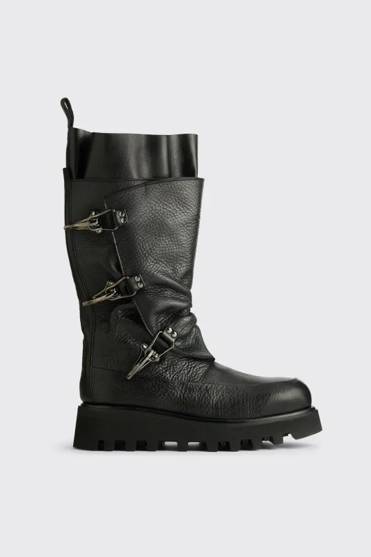 Black Leather Riot Boot sold by Sangiev