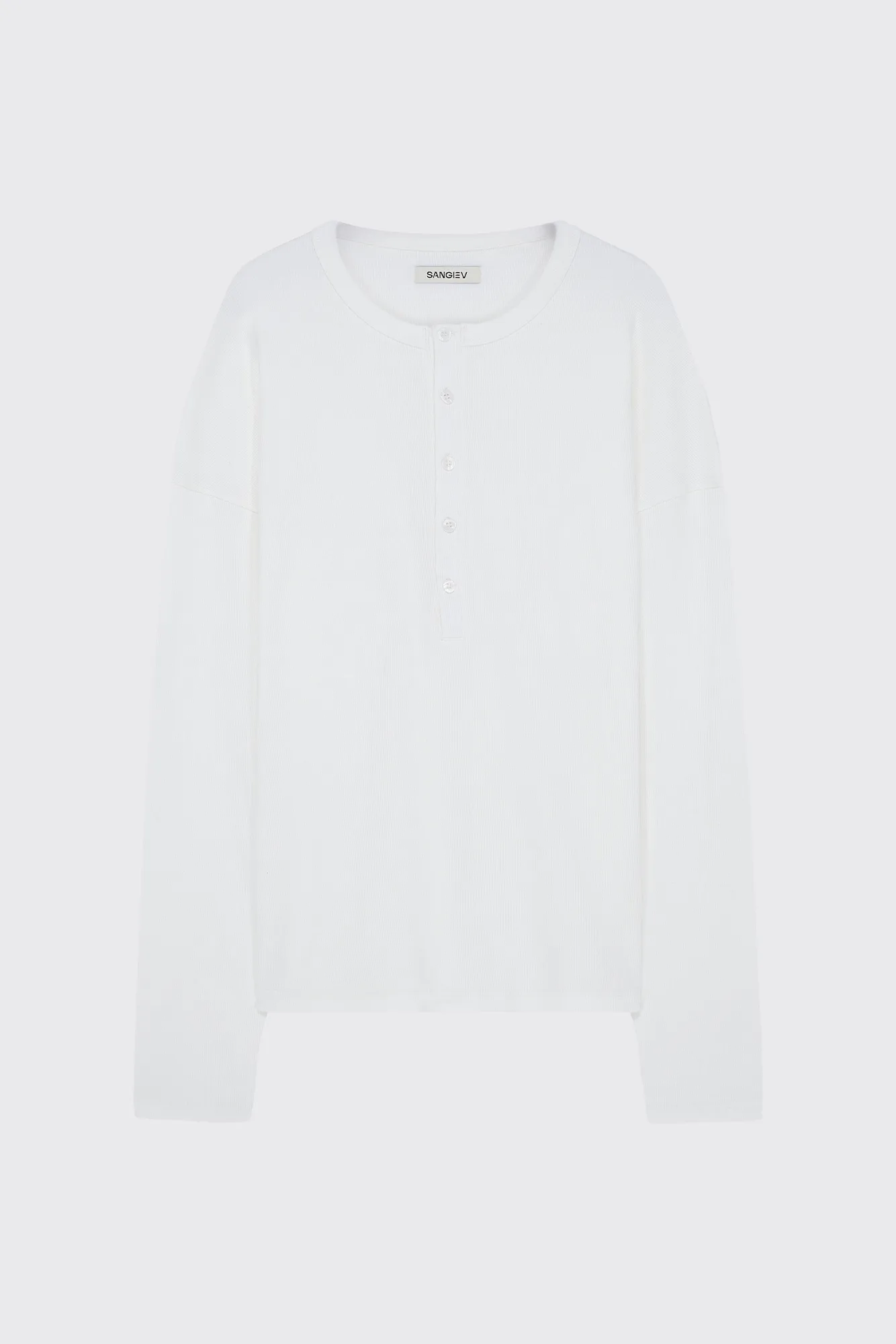 White Extended Placket Henley sold by Sangiev