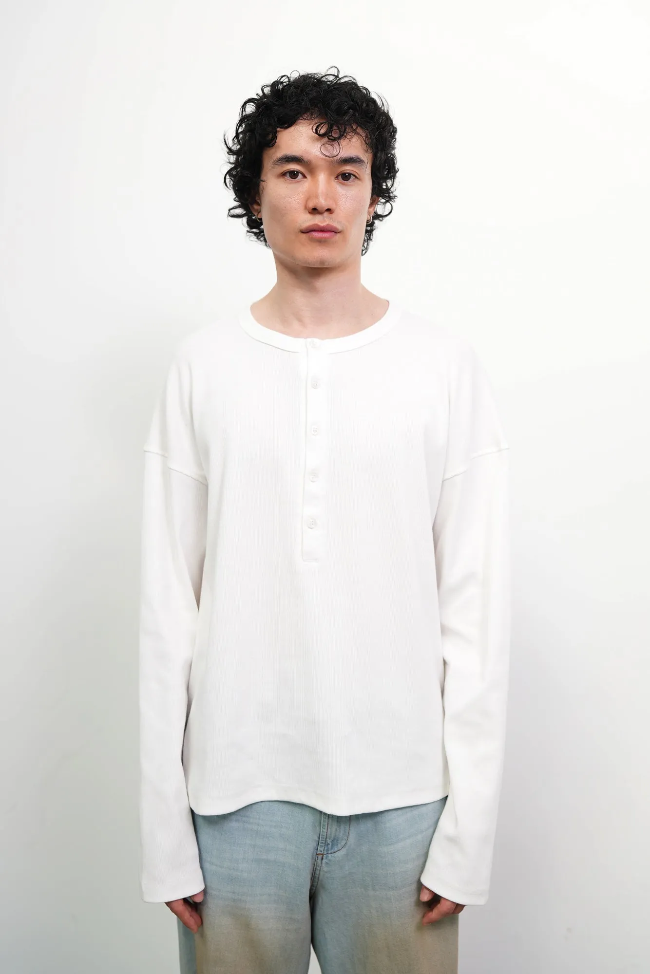 White Extended Placket Henley sold by Sangiev product image thumbnail 2