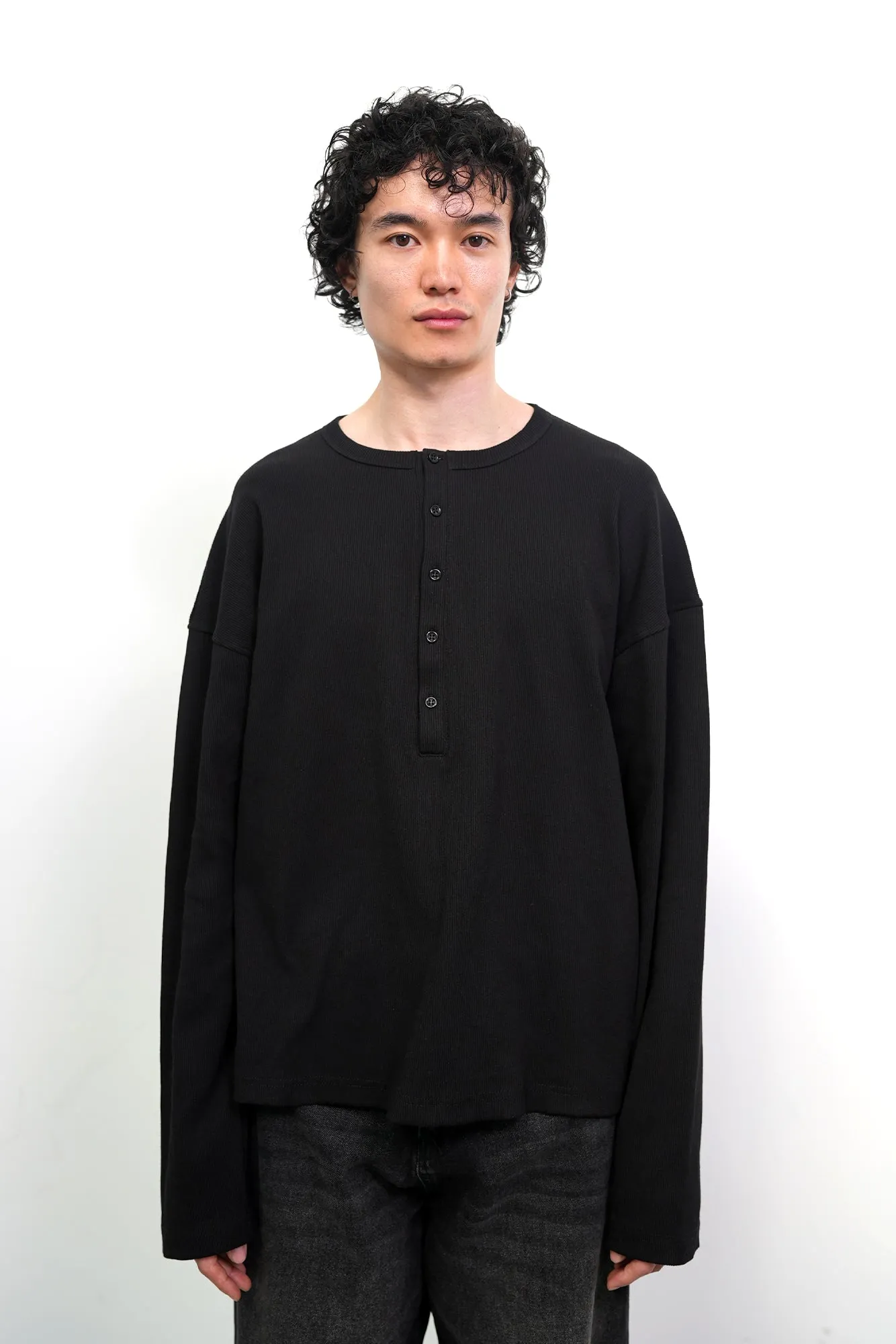 Black Extended Placket Henley sold by Sangiev product image thumbnail 2