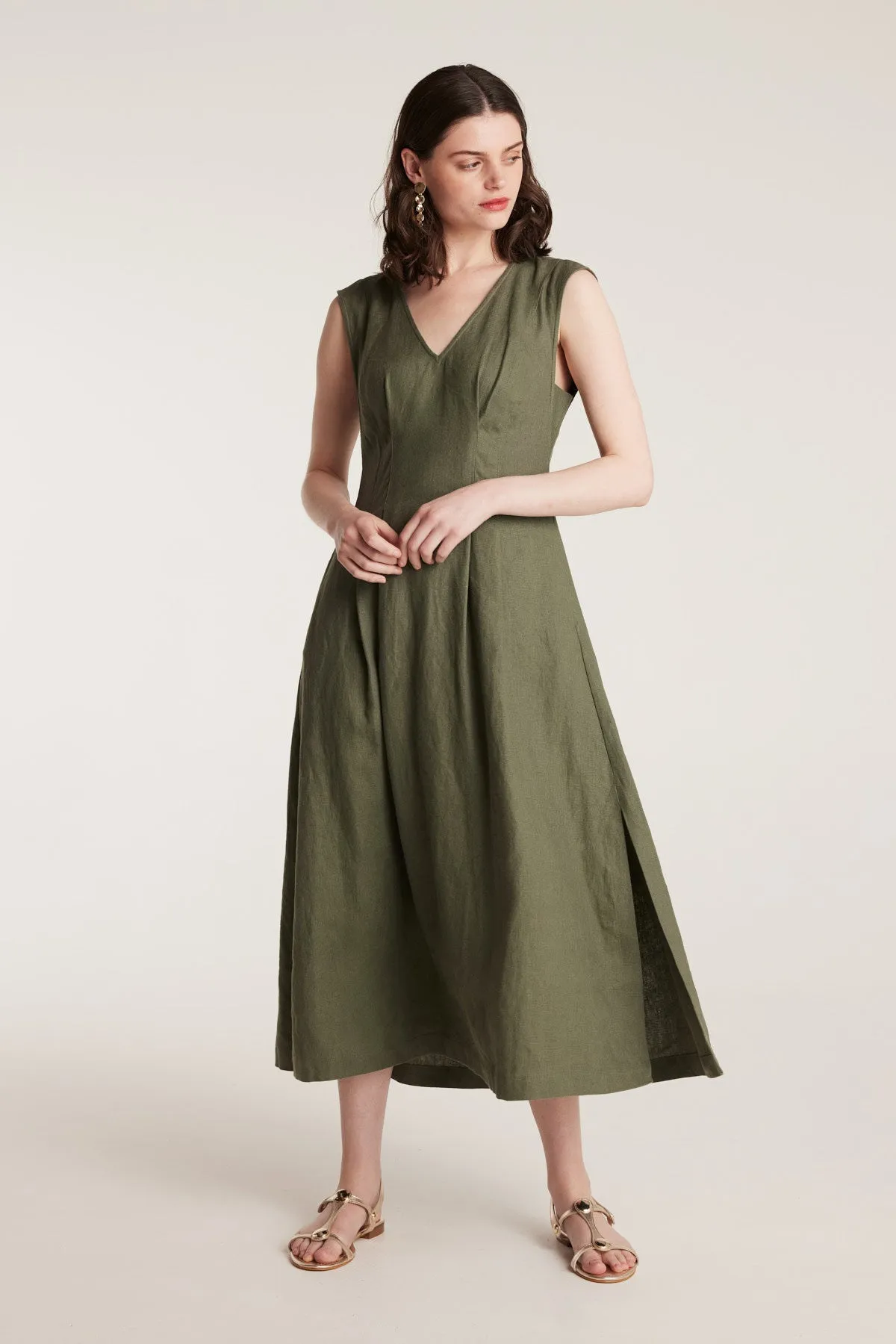 Lani Linen Dress - Leaf Green sold by Perri Cutten