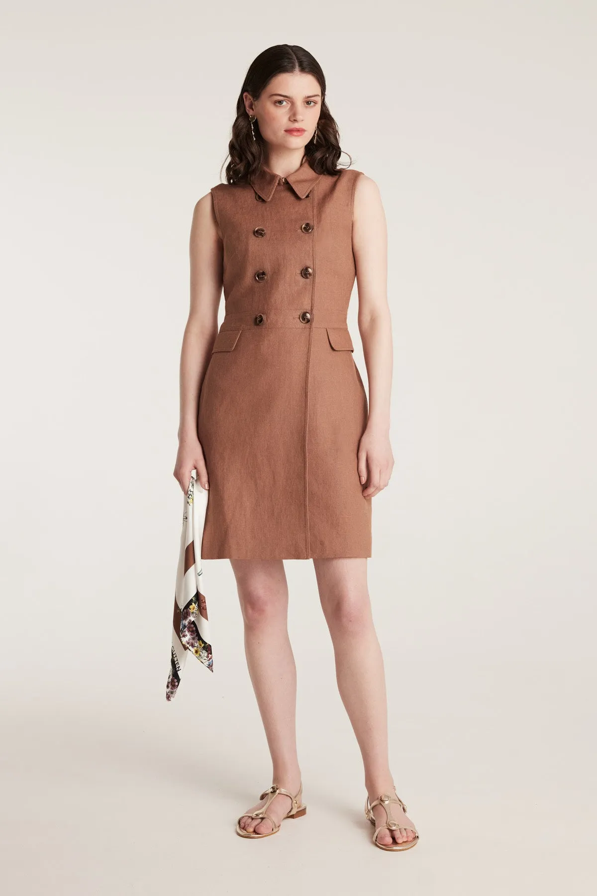 Linen Trench Dress - Mocha sold by Perri Cutten