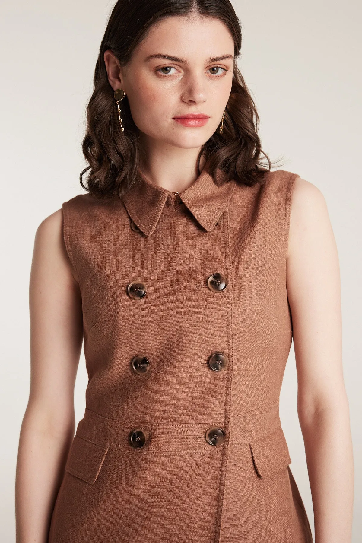 Linen Trench Dress - Mocha sold by Perri Cutten product image thumbnail 5