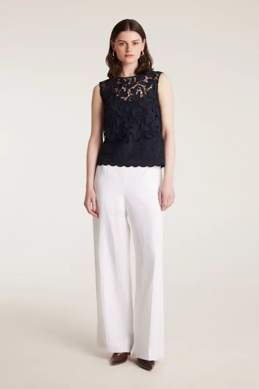 Tailored Linen Pant - White sold by Perri Cutten