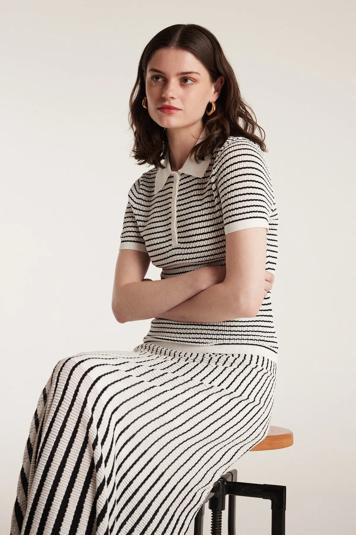 Pointelle Knit Top - White/Black sold by Perri Cutten product image thumbnail 5