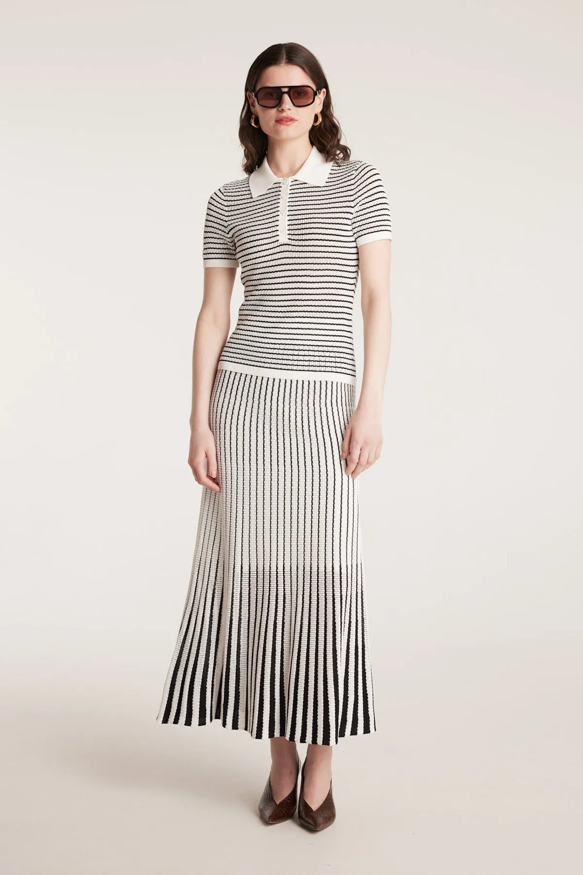 Pointelle Knit Top - White/Black sold by Perri Cutten