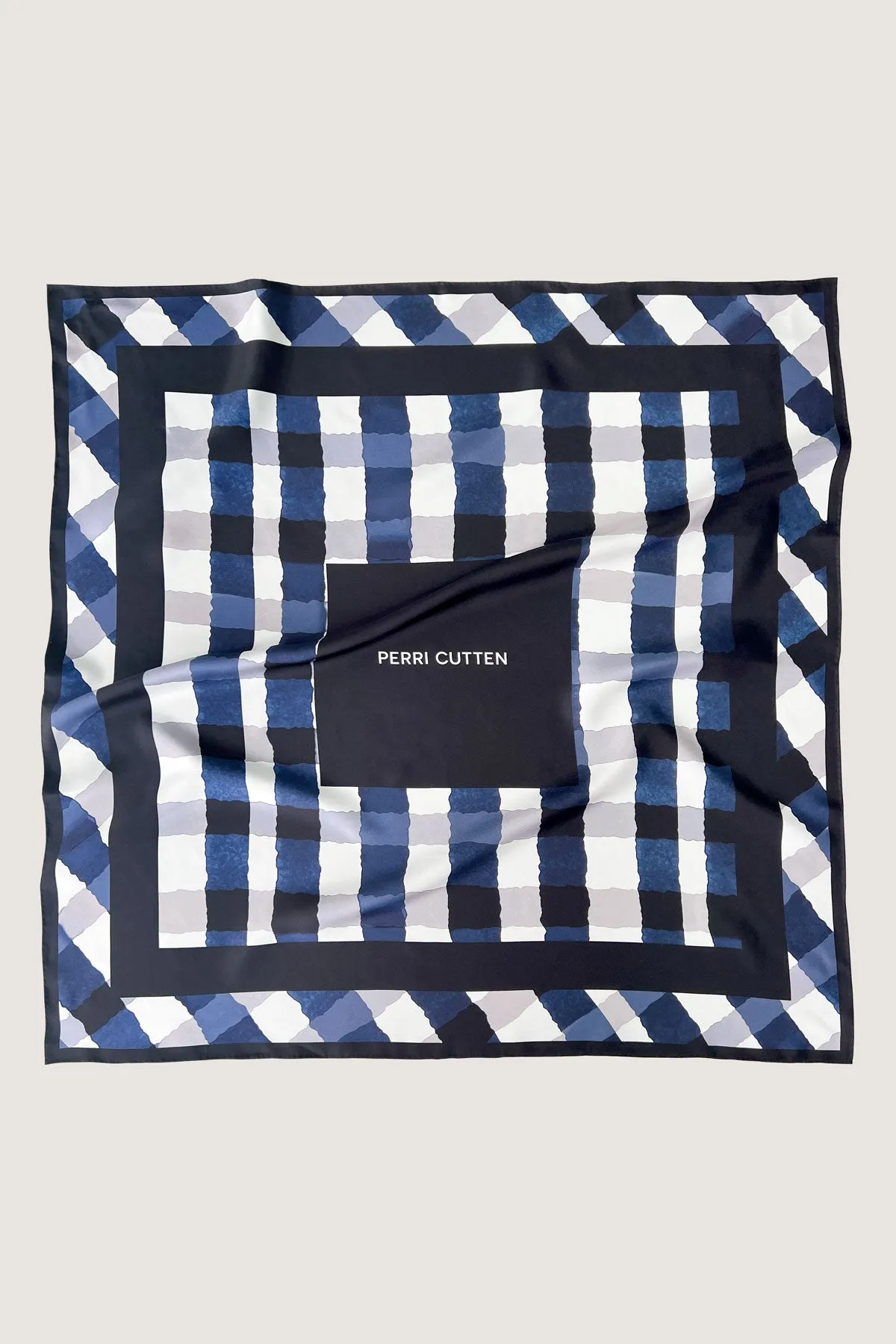 Gingham Silk Scarf - Indigo sold by Perri Cutten product image thumbnail 2