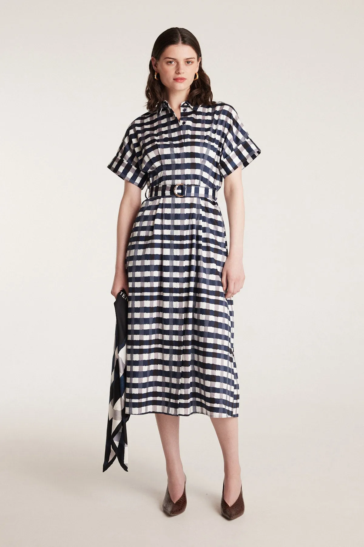 Gingham Silk Scarf - Indigo sold by Perri Cutten product image thumbnail 3