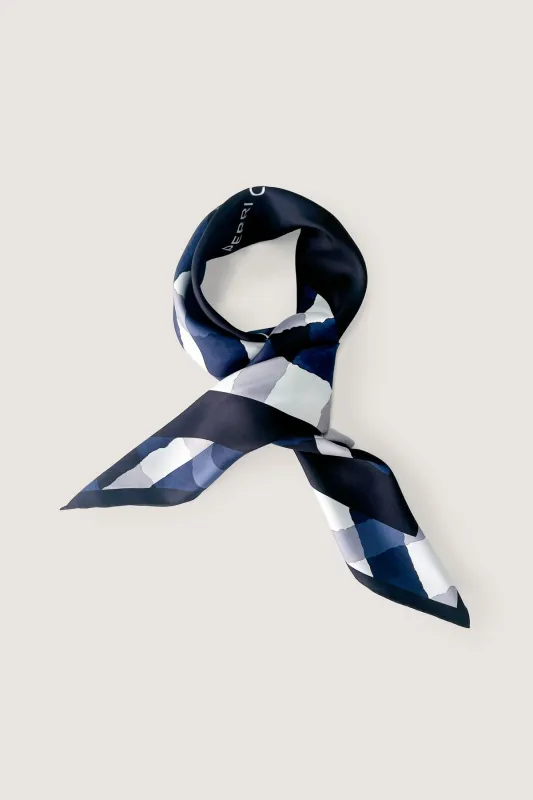Gingham Silk Scarf - Indigo sold by Perri Cutten