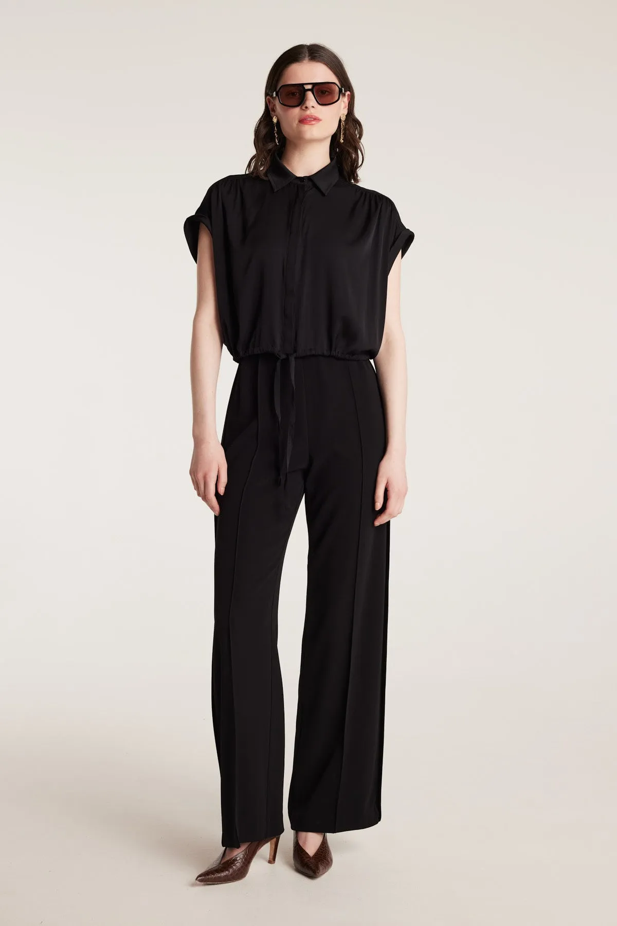 Belle Silk Crop Shirt - Black sold by Perri Cutten