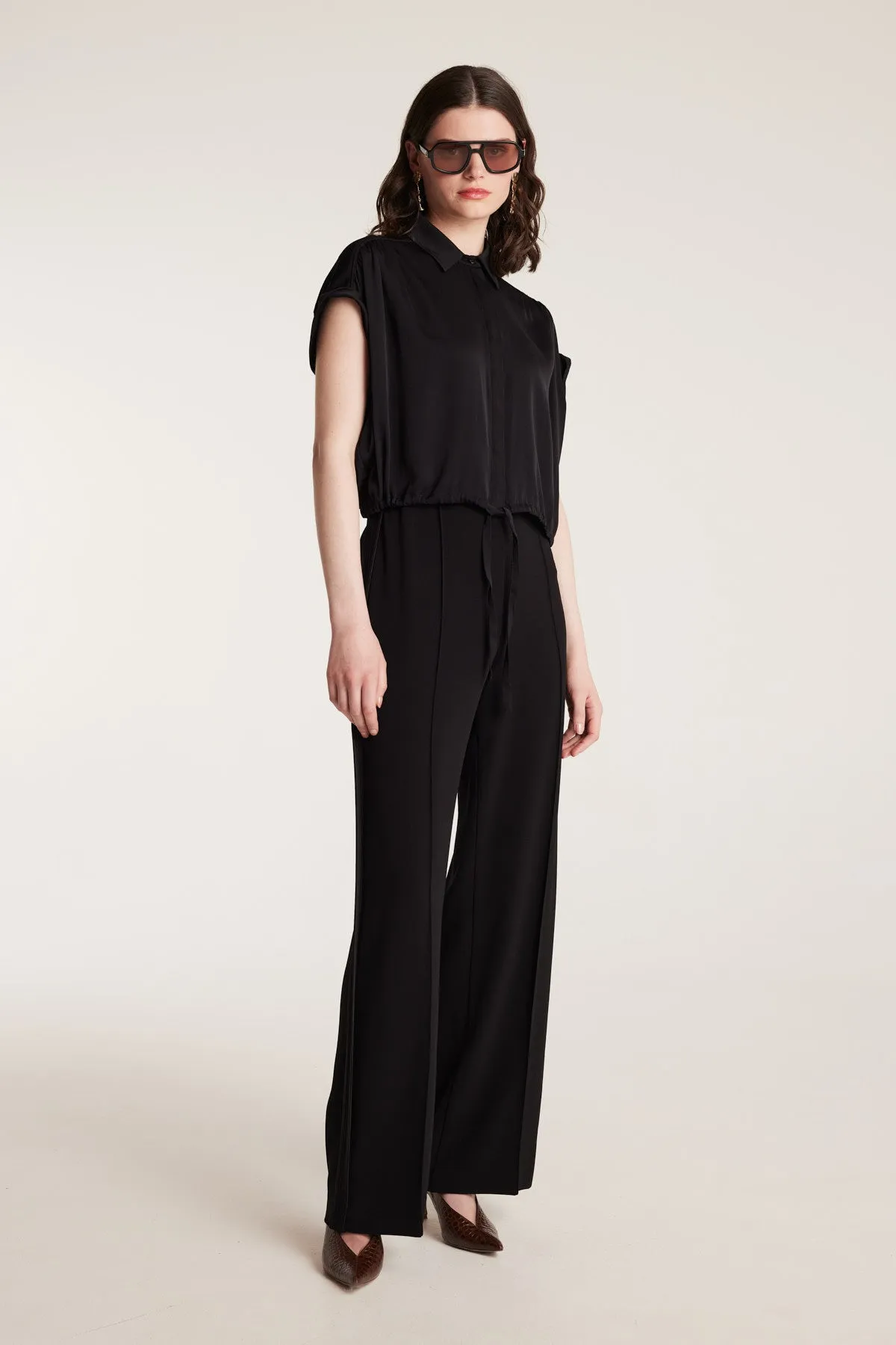 Belle Silk Crop Shirt - Black sold by Perri Cutten product image thumbnail 3