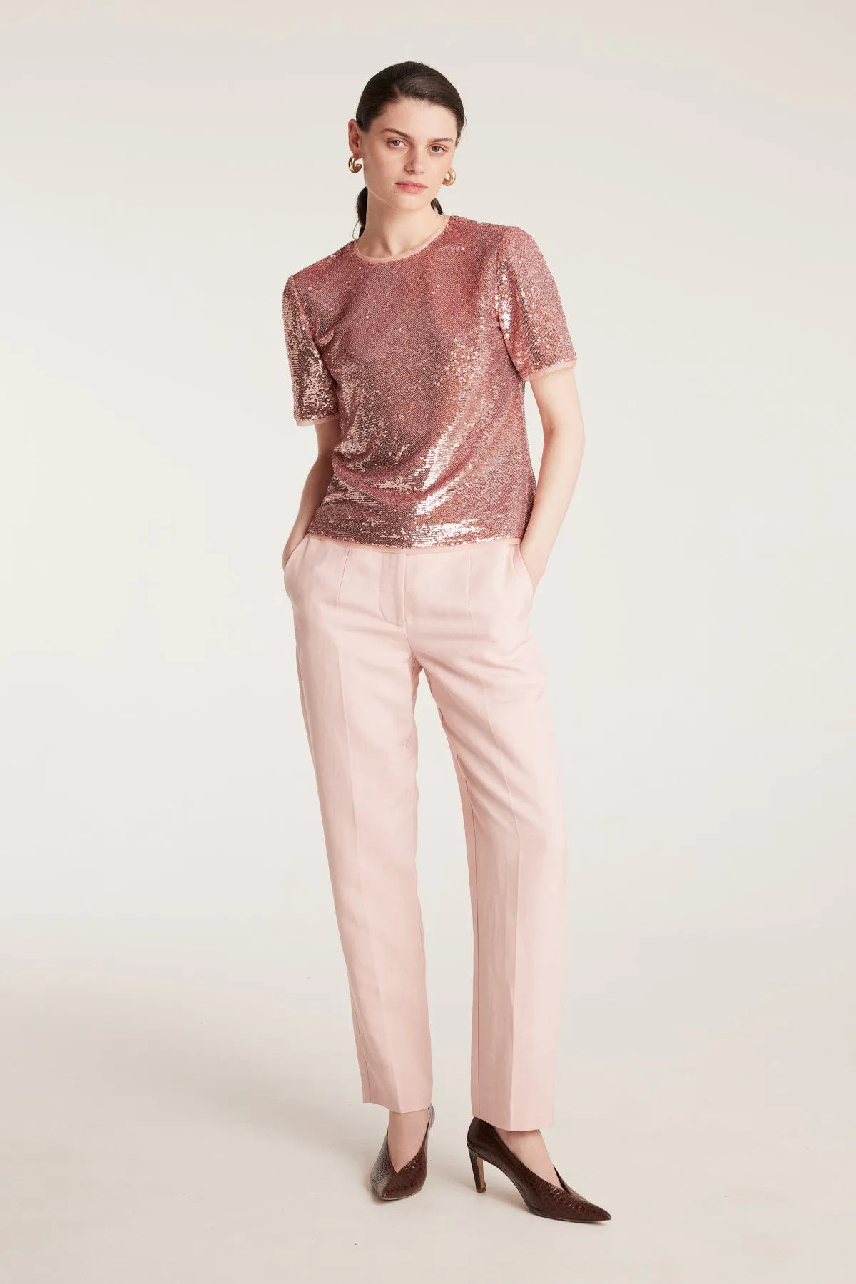 Sequin Tee - Pale Pink sold by Perri Cutten