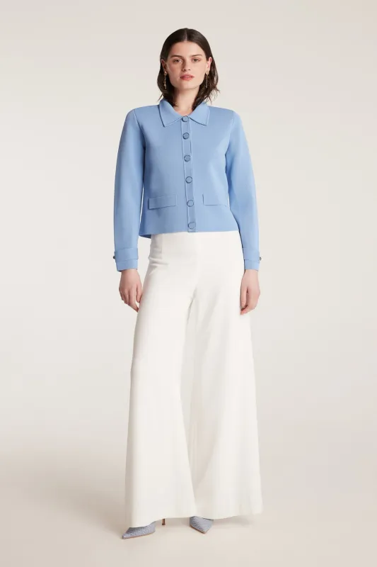 Milano Crepe Knit Jacket - Powder Blue sold by Perri Cutten