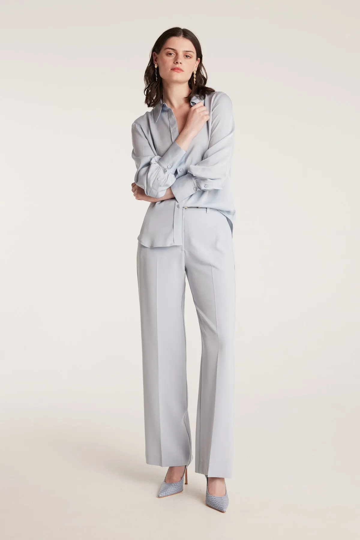 Signature Silk Shirt - Powder Blue sold by Perri Cutten