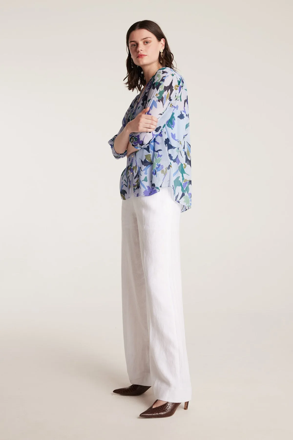 Sonya Silk Shirt - Blue Print sold by Perri Cutten product image thumbnail 3