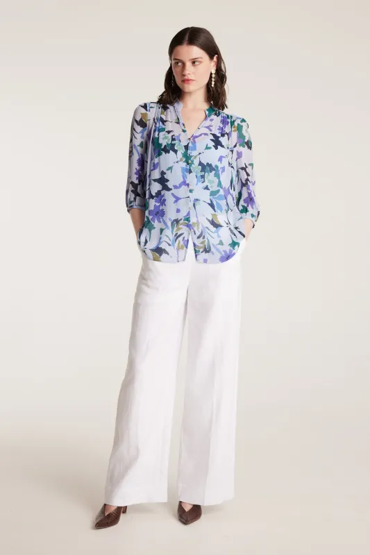 Sonya Silk Shirt - Blue Print made by Perri Cutten