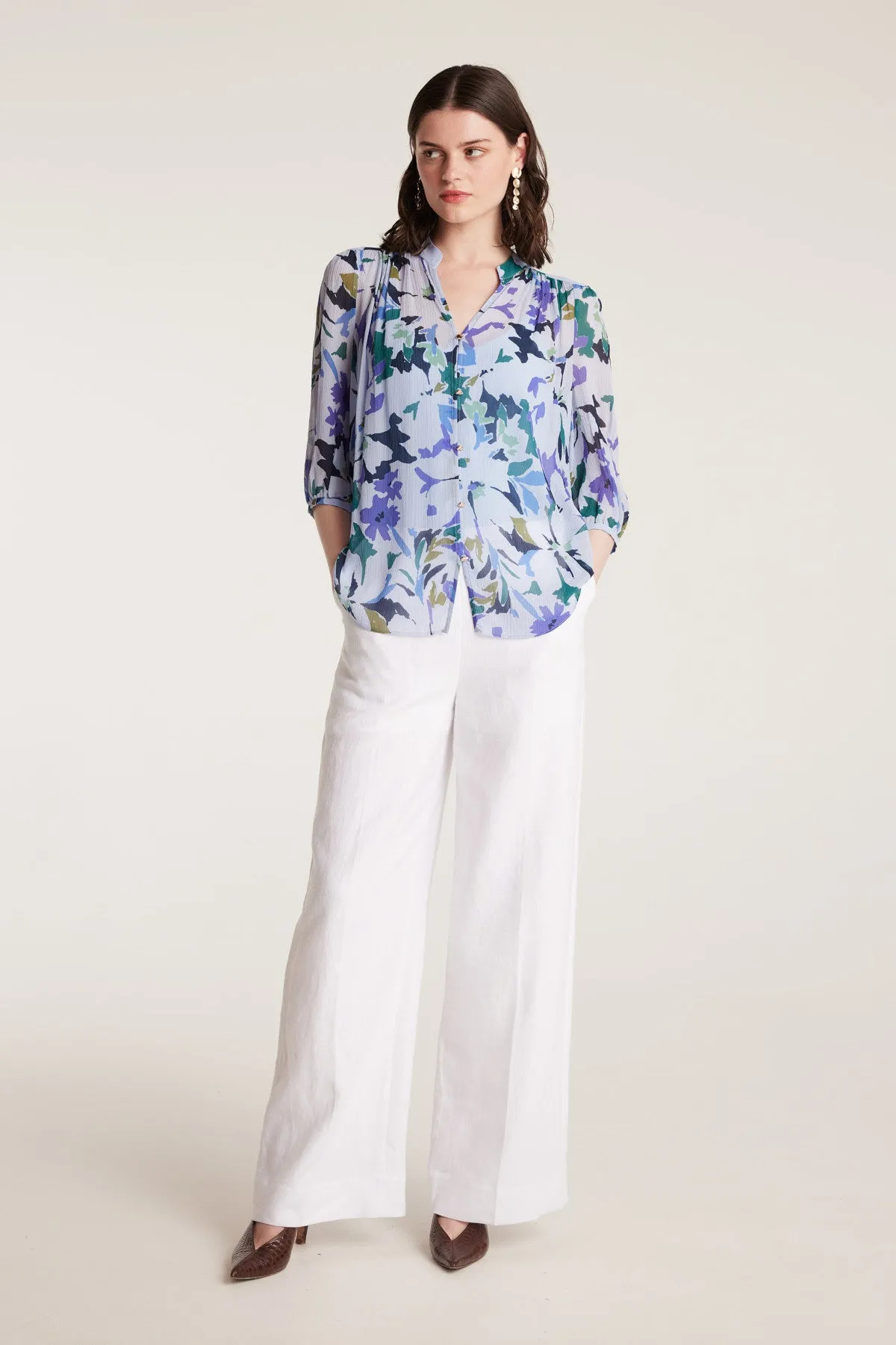 Sonya Silk Shirt - Blue Print sold by Perri Cutten