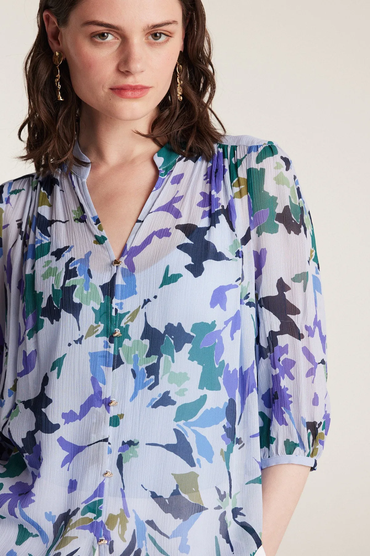 Sonya Silk Shirt - Blue Print sold by Perri Cutten product image thumbnail 2