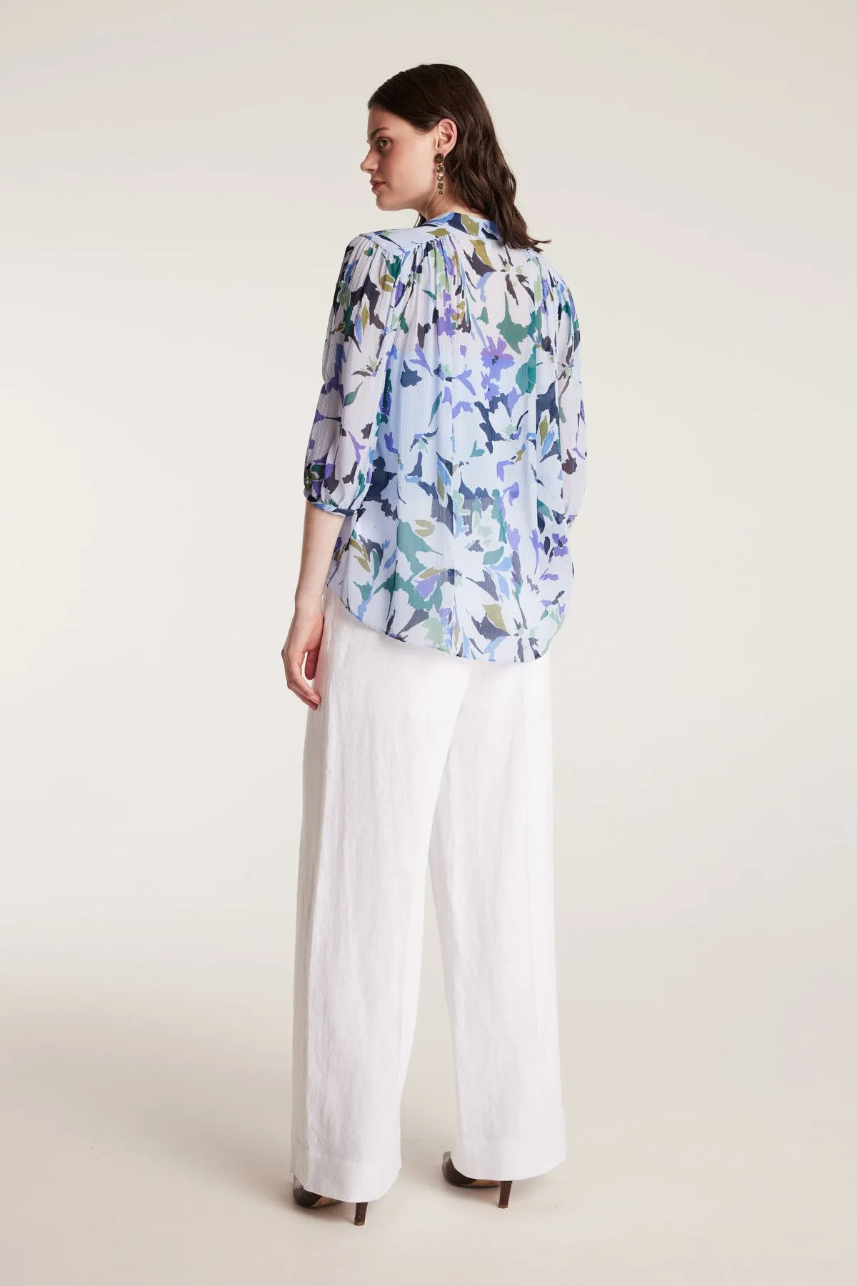 Sonya Silk Shirt - Blue Print sold by Perri Cutten product image thumbnail 4