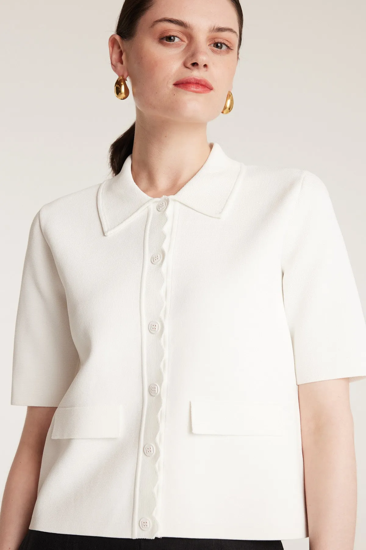 Crepe Scallop Jacket - White sold by Perri Cutten product image thumbnail 5