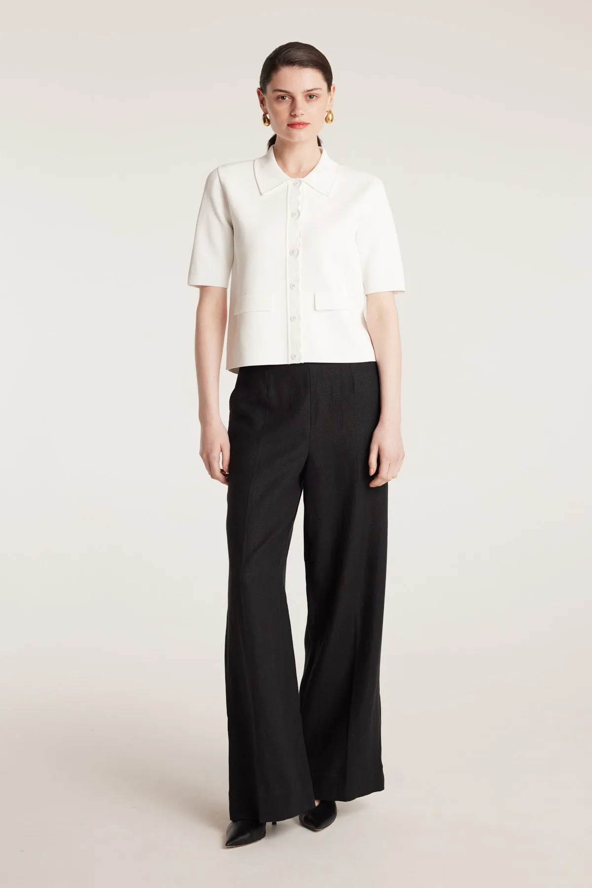 Crepe Scallop Jacket - White sold by Perri Cutten