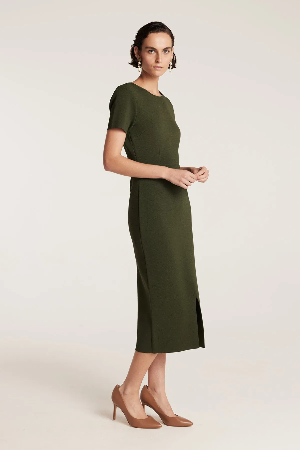 Crepe Knit Dress - Olive sold by Perri Cutten product image thumbnail 3