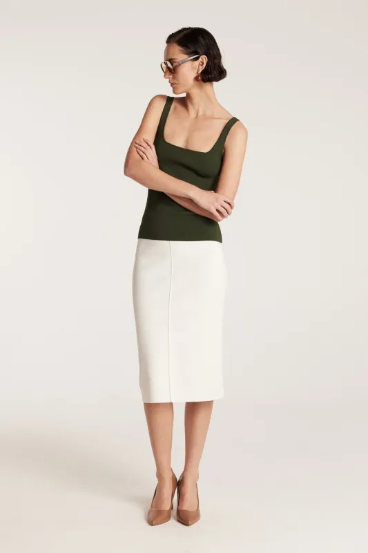 Crepe Knit Singlet - Olive sold by Perri Cutten