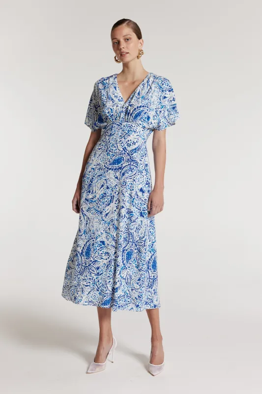 Iris Silk Dress - Blue Print sold by Perri Cutten
