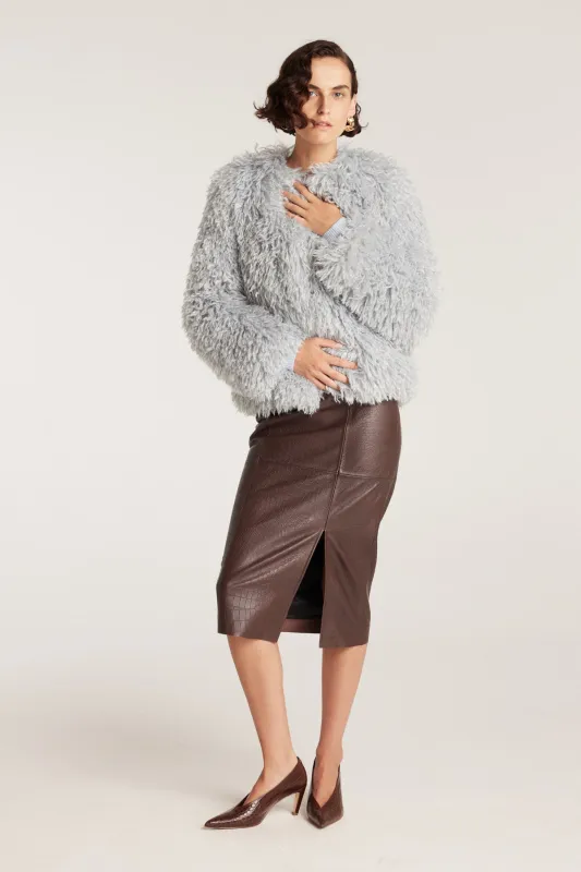 Faux Fur Jacket - Pale Blue sold by Perri Cutten