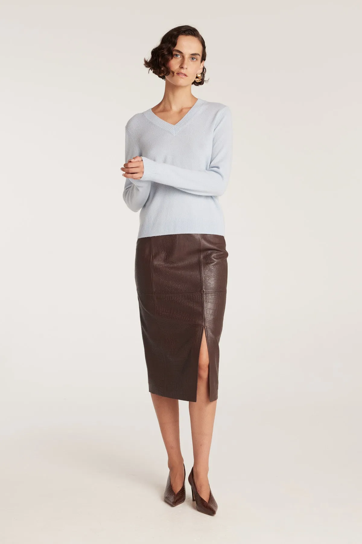 Cashwool V Neck Jumper - Blue sold by Perri Cutten