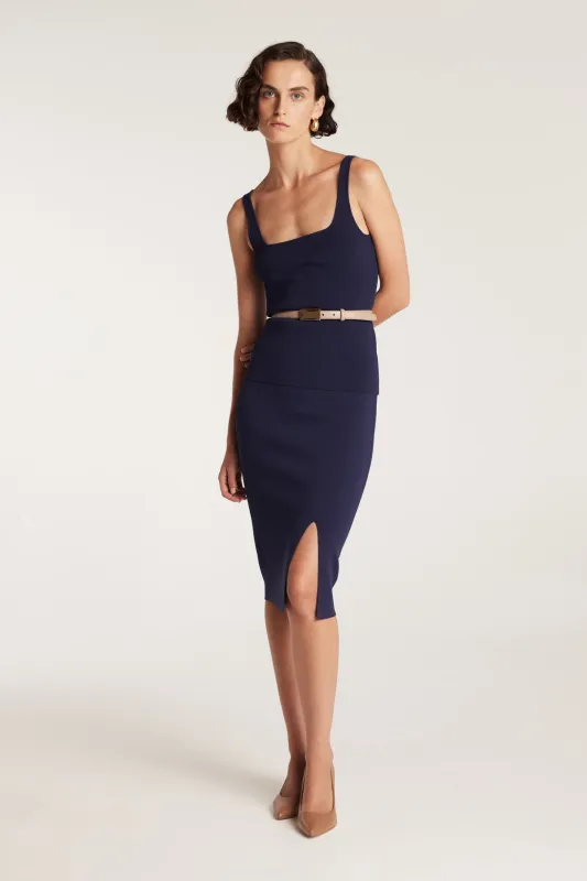 Crepe Knit Singlet - Indigo sold by Perri Cutten