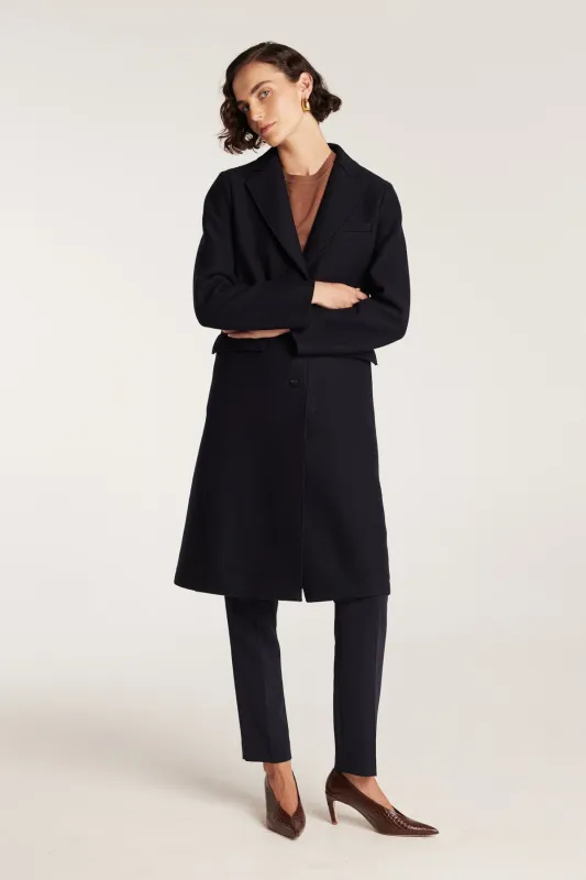 Felted Wool Coat - Navy sold by Perri Cutten