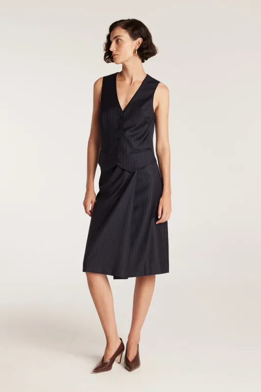 Pinstripe Skirt - Navy/White sold by Perri Cutten