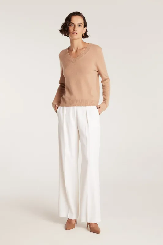 Cashwool V Neck Jumper - Chestnut sold by Perri Cutten